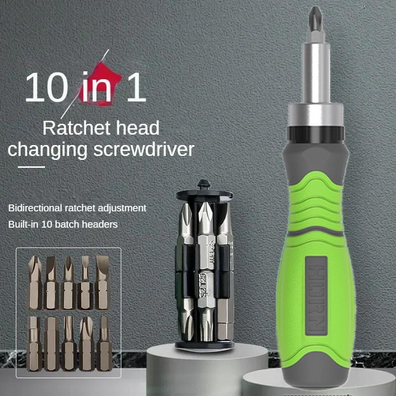10 In 1 Portable Ratchet Screwdriver Hidden Screwdriver Head Multi Angle Corner Capable Multifunctional Screwdriver Tools