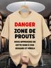 Unisex Crew Neck Tee Danger Funny French Text Print Cotton Short Sleeve Loose Summer Street Breathable Daily Casual Basic Wear Top