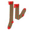 Striped Stockings For Women Over The Knee Long Socks Christmas Green Red Bowknot Long Socks Female Leg Stocking