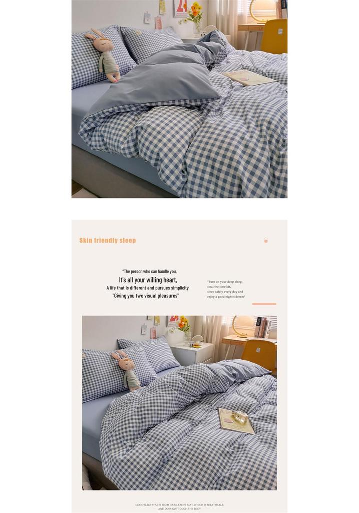 Four-Piece Pure Cotton Washable Bed Set: Skin-Friendly Sheet and Duvet Cover, Ideal for Dormitory Beds.