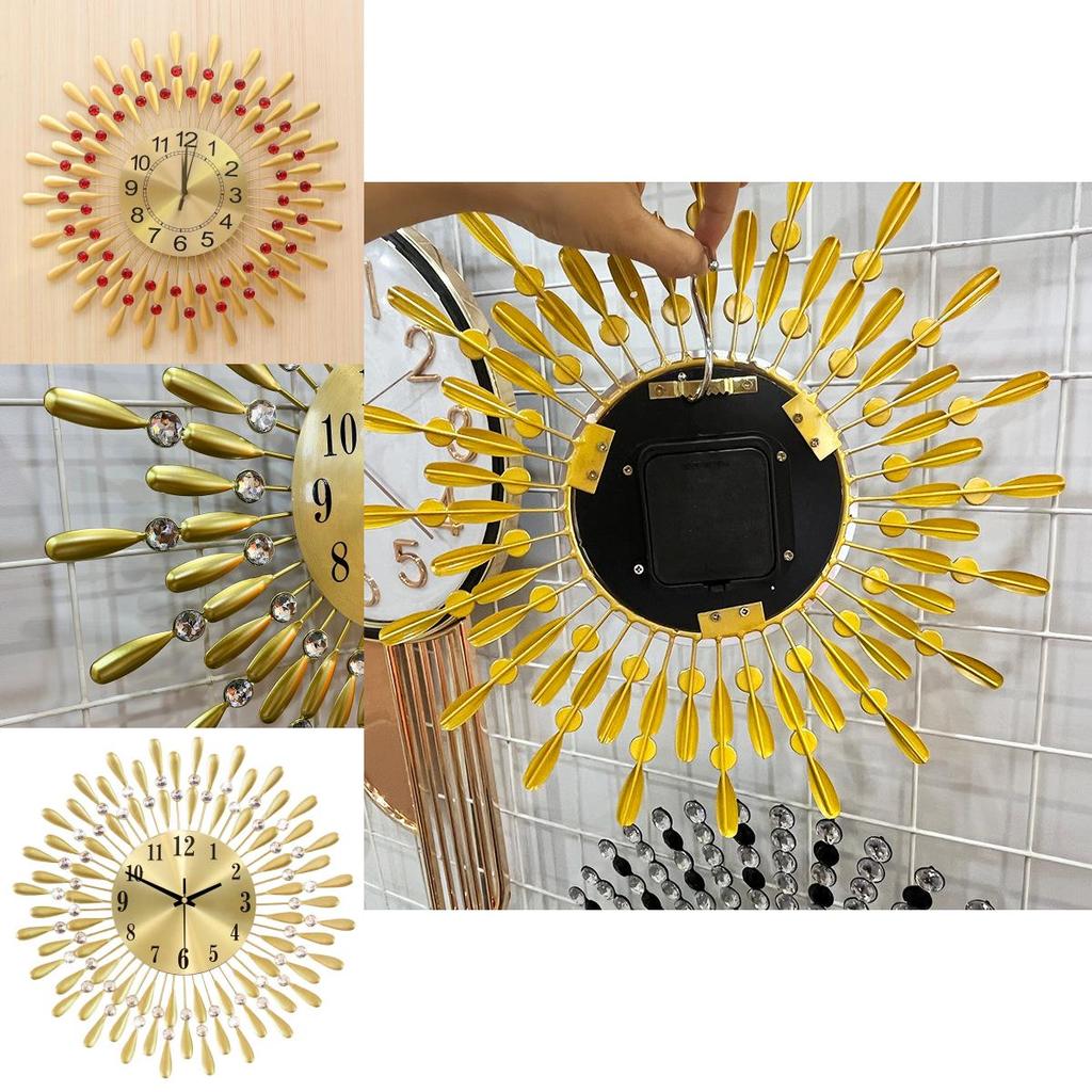 Modern Iron Art Wall Clock With Silent Sweep Movement For Living Room Decor