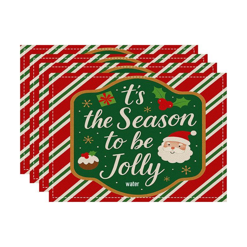 New Christmas Imitation Linen Texture Rectangular Placemat - Festive Table Mat Decoration