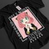 Anime Spy X Family Anya Forger Pink Plaid Graphic Black TShirt Size S4XL