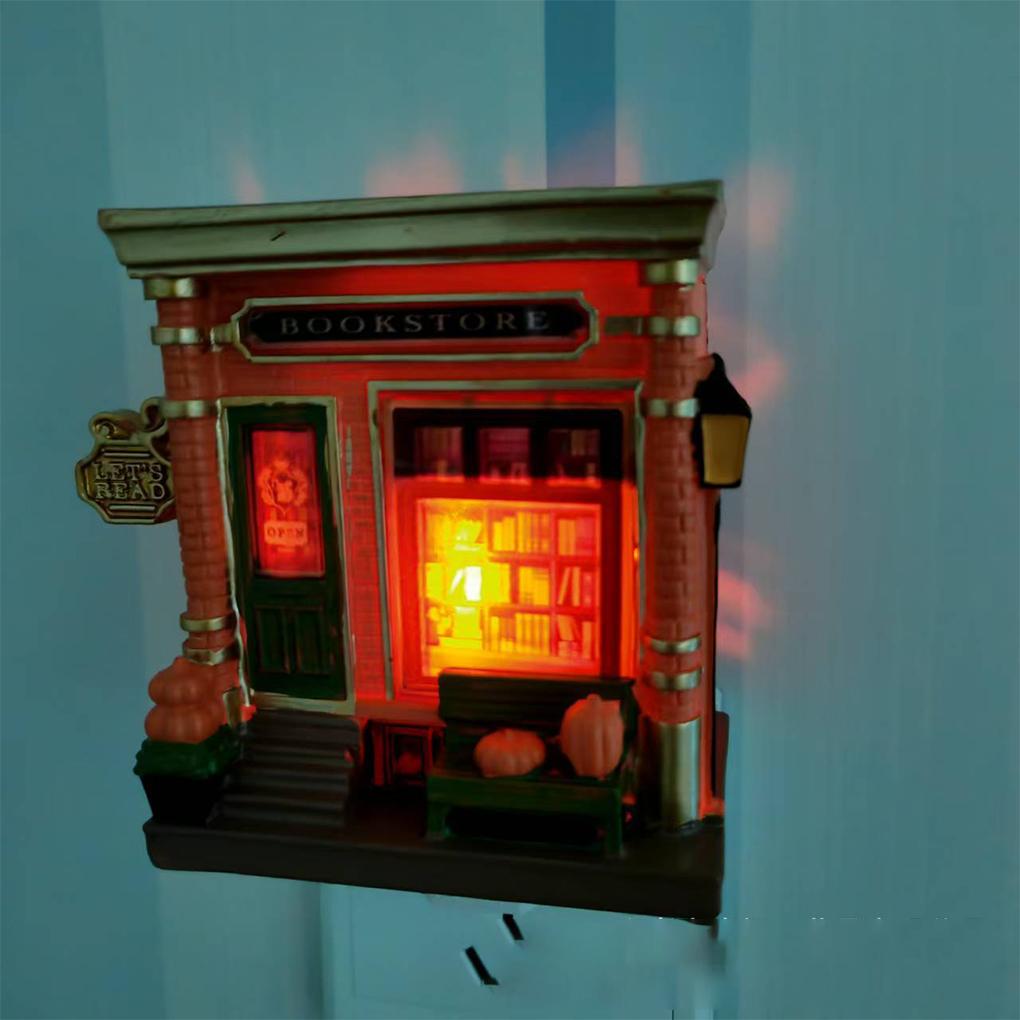 Bookstore Night Light with Warm Glow Bookstore Wall Projector Light Miniature LED Night Light for Office Living Room Bedroom