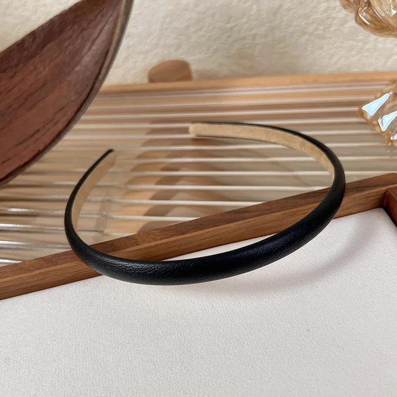 Retro Thin Leather Headband for Woman Girls Elegant Simple Hair Hoop Hair Band Autumn Winter Fashion All-match Hair Accessories
