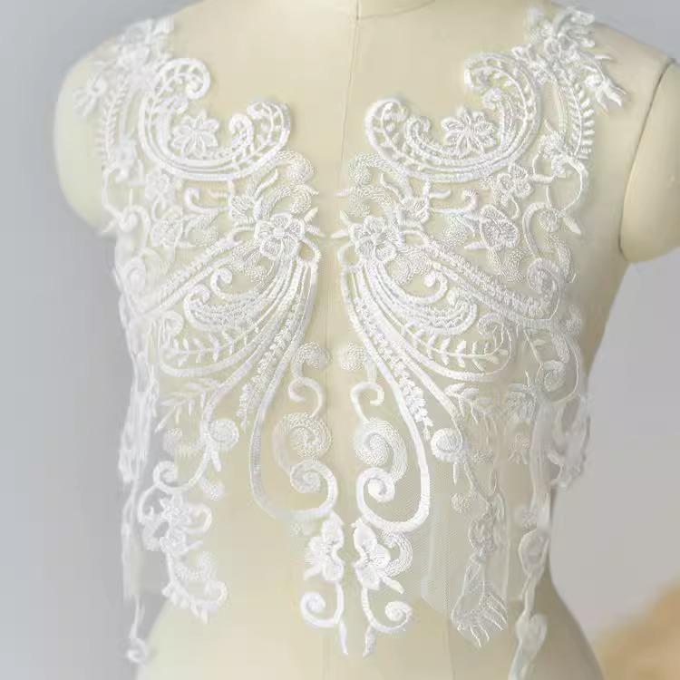 Luxury Cotton Thread Wedding Dress Chest Diy Flower Sticker Handmade Sequins Embroidered Lace Lace Accessories Clothing Decoration