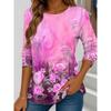 Women's T Shirt Floral Graphic Plants Stylish Casual Long Sleeve T-shirts Round Neck Regular Tops Flower Printed Pullover