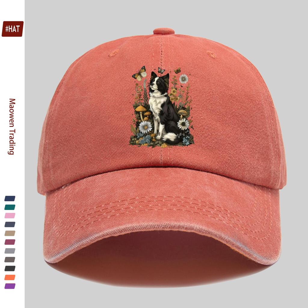 Baseballkappe mit Tier-, Pflanzen-, Blumen-, Insekten-, Schmetterlings- und gutaussehendem Hundedruck, lässiger Stil, Sonnenhut, bequem und Li
