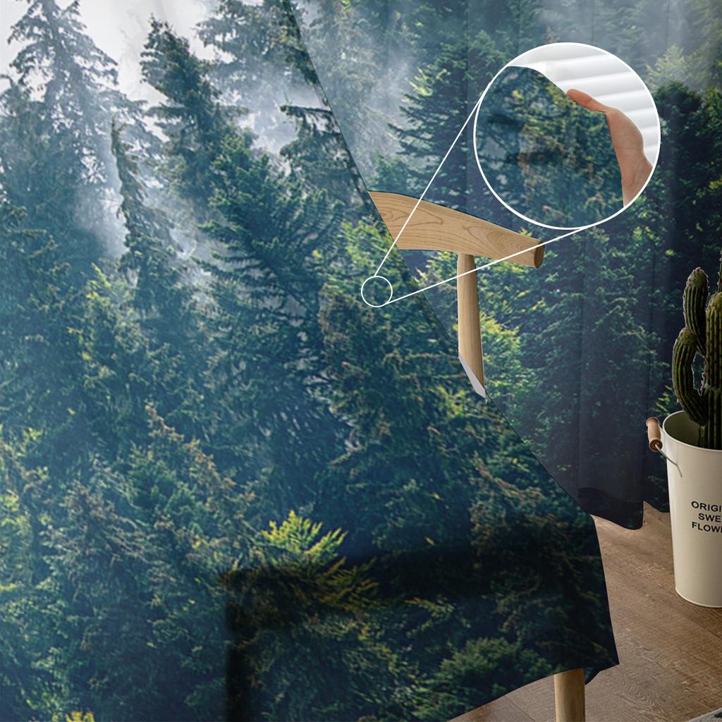 Forest Summer Simple Gradient Sheer Curtains Modern Gauze Curtain for Living Room Bedroom Voile Yarn Curtains