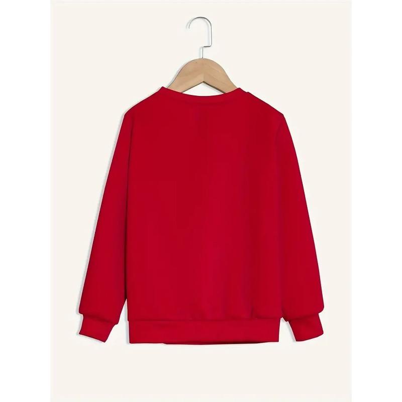 Kids Sweatshirt Long Sleeve Round Neck , Casual Spring/Autumn Winter Outfits (Machine Washable, Multi-Color Options)