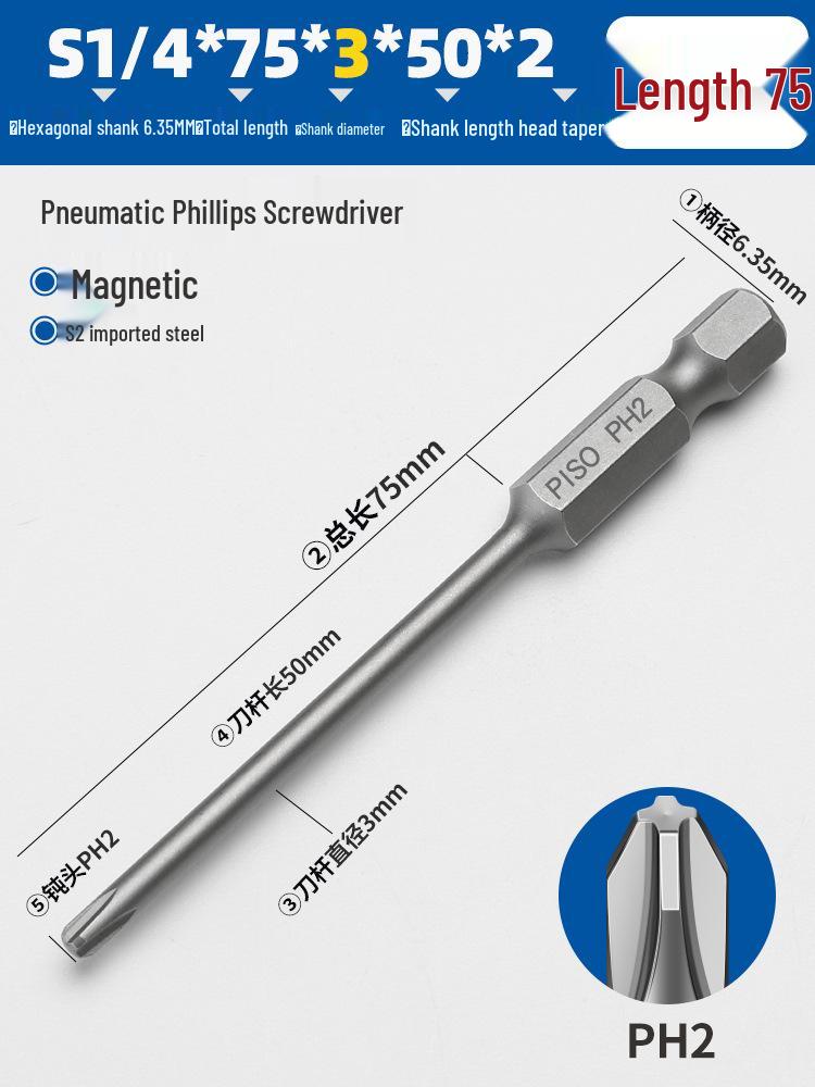 Hexagonal Magnetic Pneumatic Air Screwdriver, S2 1/4 Electric Bit Set