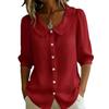 2026 European & American Cross-border Niche Design Linen V-neck Short Sleeve Loose Summer Shirt for Women