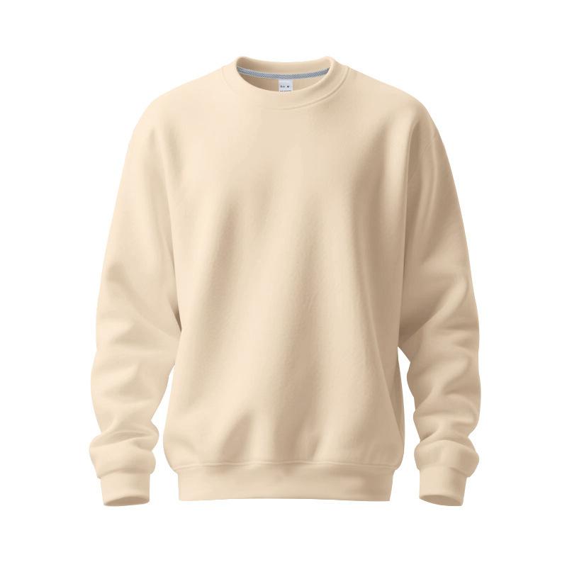 Neues Fleecegefüttertes Sweatshirt für Herren Frühling/Herbst Klassischer Rundhalsausschnitt Einfarbig Übergroß Lässige Passform Oberteil