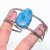 Natural Larimar Gemstone 925 Sterling Silver Cuff Bangle Adjustable V4K75