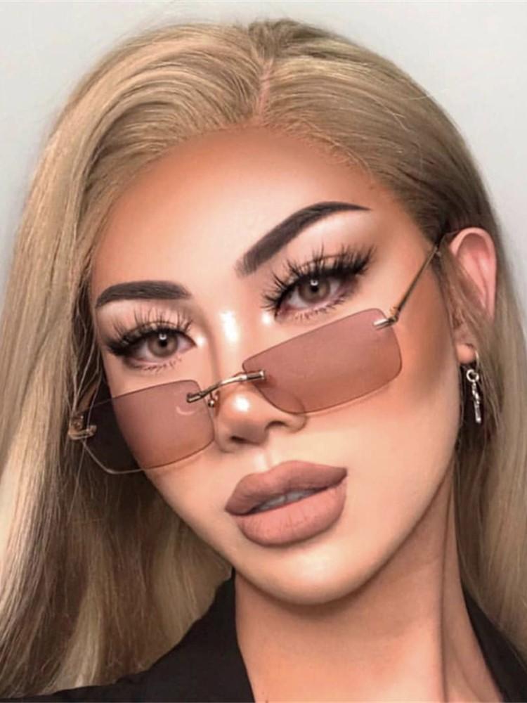 Stylish Latest Rectangle Sun Glasses For Ladies For Gents No Frame Small Sun Glasses Female Male Gafas De Sol Eye Glasses Glasses Shades UV400