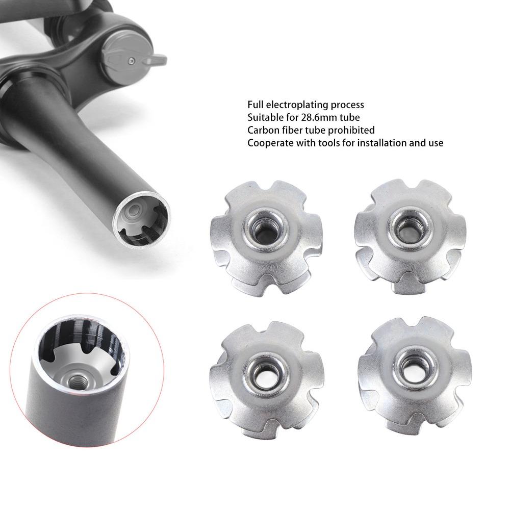 8Pcs 28.6mm Fork Cycle Fork Star Nut Steel BCycle Headset Star Nut  Cycling Repair