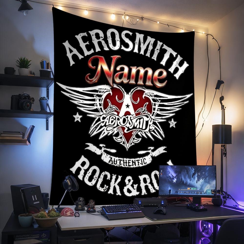 Custom Name Rock Aerosmith Tapestry Wall Hanging for Bedroom, Living Room & Dorm Decor, Modern Home Wall Art