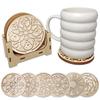3D Wooden Mug Coaster with Stand Gift Clear 6 Pcs