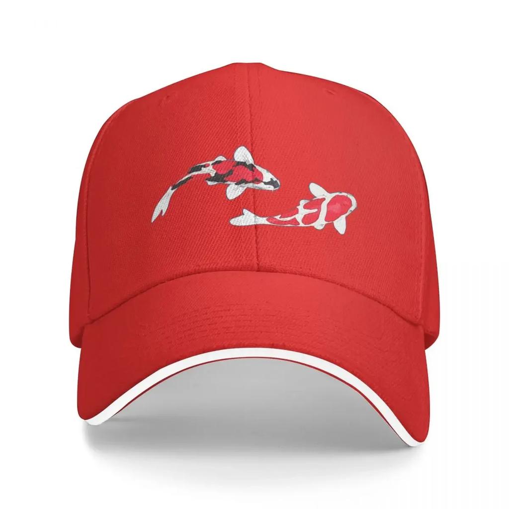 Koi Fish Kuhaku Showa Sanke Koi Fish Design Black Background Baseball Cap Military Tactical Cap Cute Men's Luxury Women's