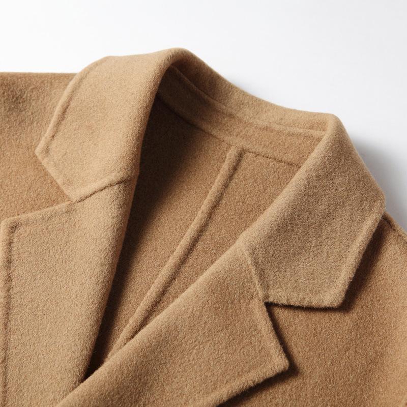 New Autumn and Winter Handmade Double-sided Wool Coat Solid Color Double-breasted Medium and Long Trench Coat
