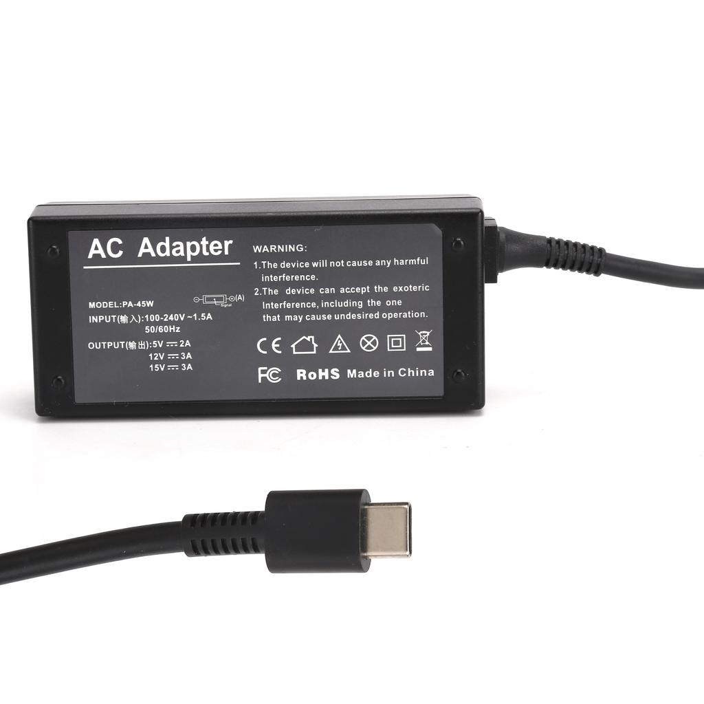 Computer-Netzteil 15V 3A 45W Eingebauter Gleichrichterchip-Netzkabel-Ladegerät mit Rollenmaschinenlinie Typc-Anschluss für HP