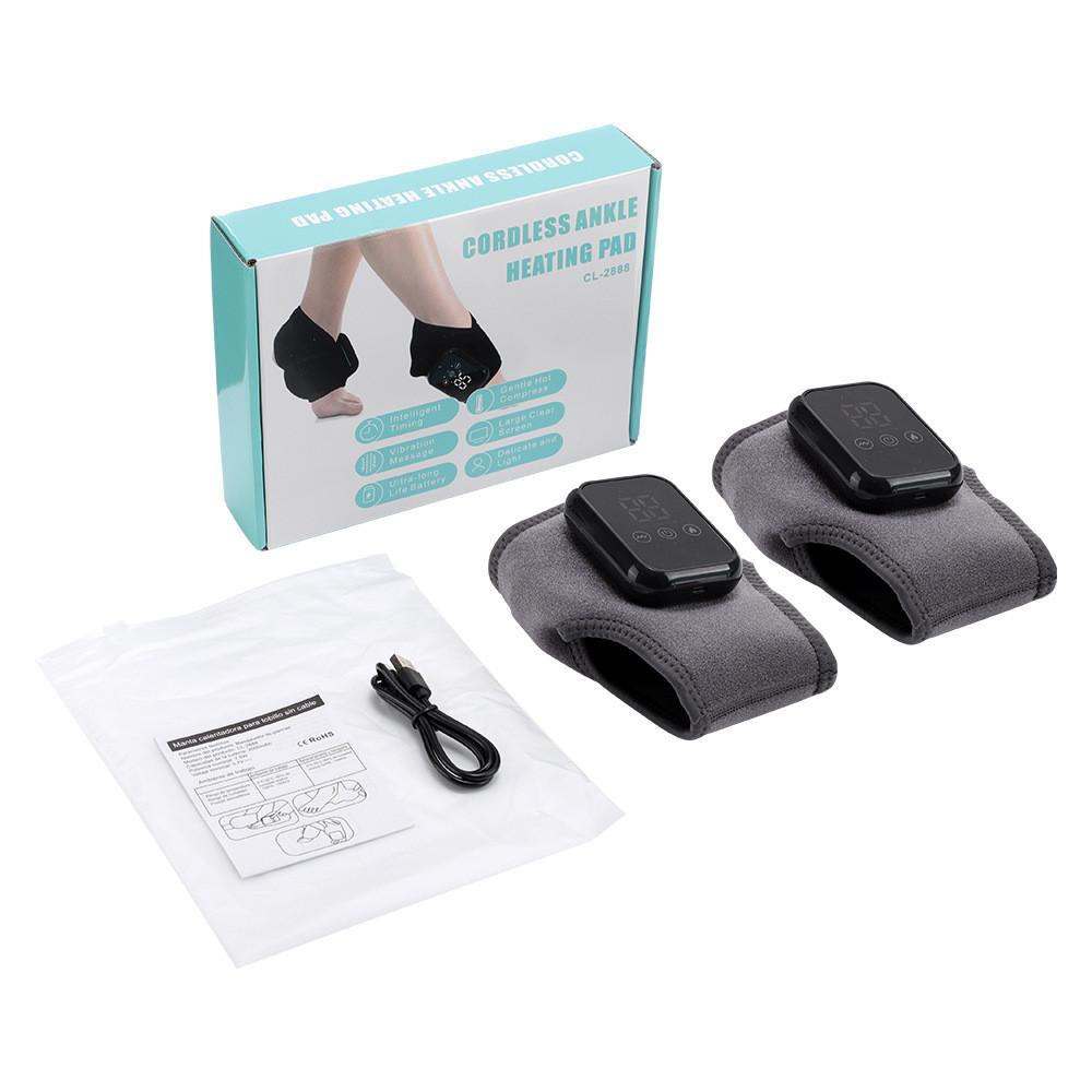 Cordless Electric Ankle Heating Pad Rechargeable Vibration Foot Ankle Massager Hot Compress Ankle Joint Therapy Device