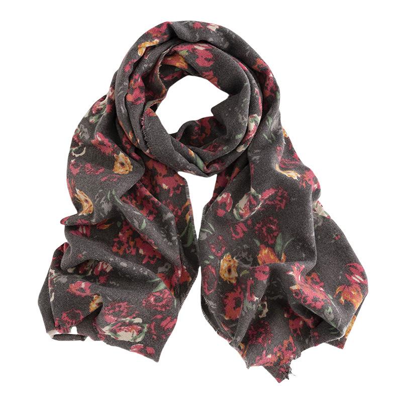 Ethnic Style Scarf Women's Autumn and Winter All Match Printed Scarf Fresh Daisy Imitation Cashmere Scarf High End