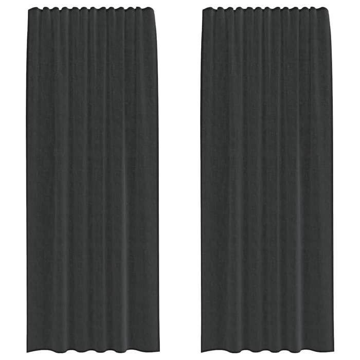 VidaXL Voile Curtains with Rod Pockets 2 Pcs Black, Net Curtain, Sheer Curtain, Window Voile, Treatment of 4102169