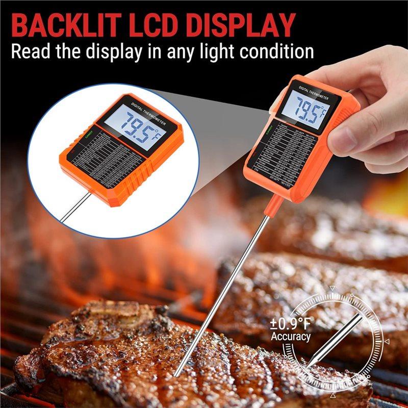 T21C TP510 Waterproof Digital Candy Thermometer, 8.1" Long Probe, For Food, Cooking, Meat, With Pot Clip