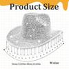 Adjustable Strap Rhinestone Cowgirl Hat Sun Protection Silver Cowboy Hat Bride Cowgirl Hat  Wedding