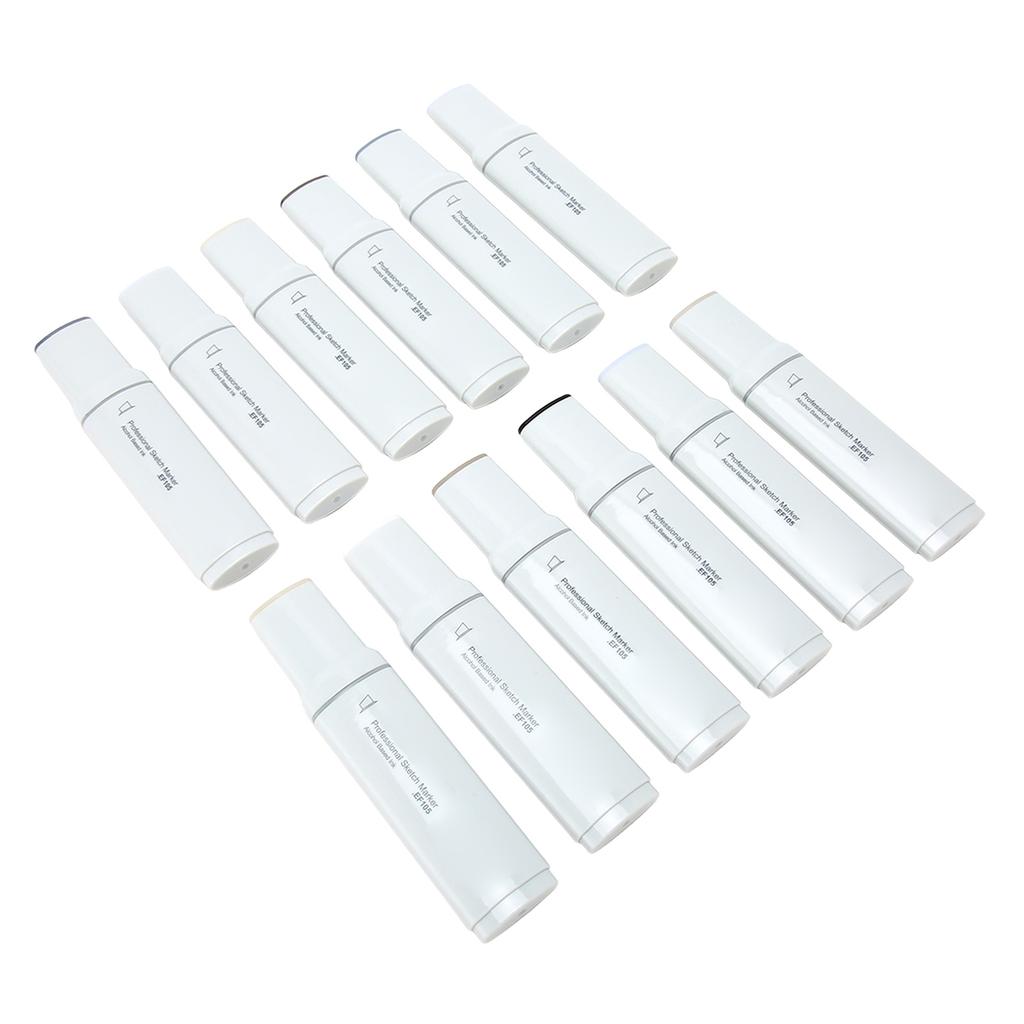 Wide Tip Markers Refillable Ink Even Inking Alcoholic Paint Marker for Paper Plastic Wood Glass 12pcs Gray Series