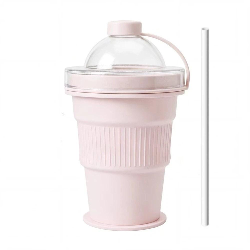 

Leak-proof Silicone Ice Ball Cup Built-in Straw Ice Mold Drink Cup Folding Ice Tumbler Office Home