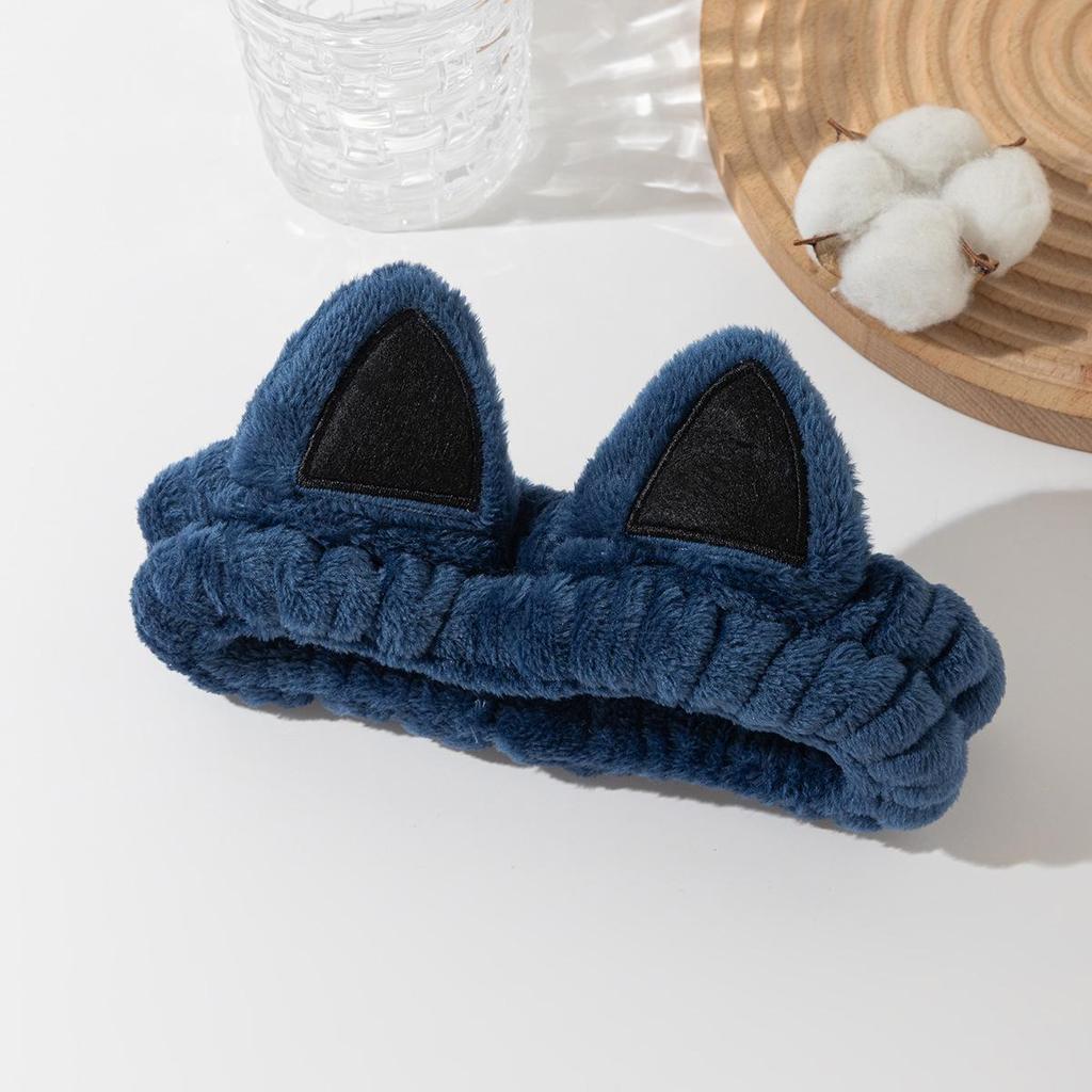 Korean Style Cartoon Cat Ears Coral Fleece Non-Slip Hair Tie Headband for Women