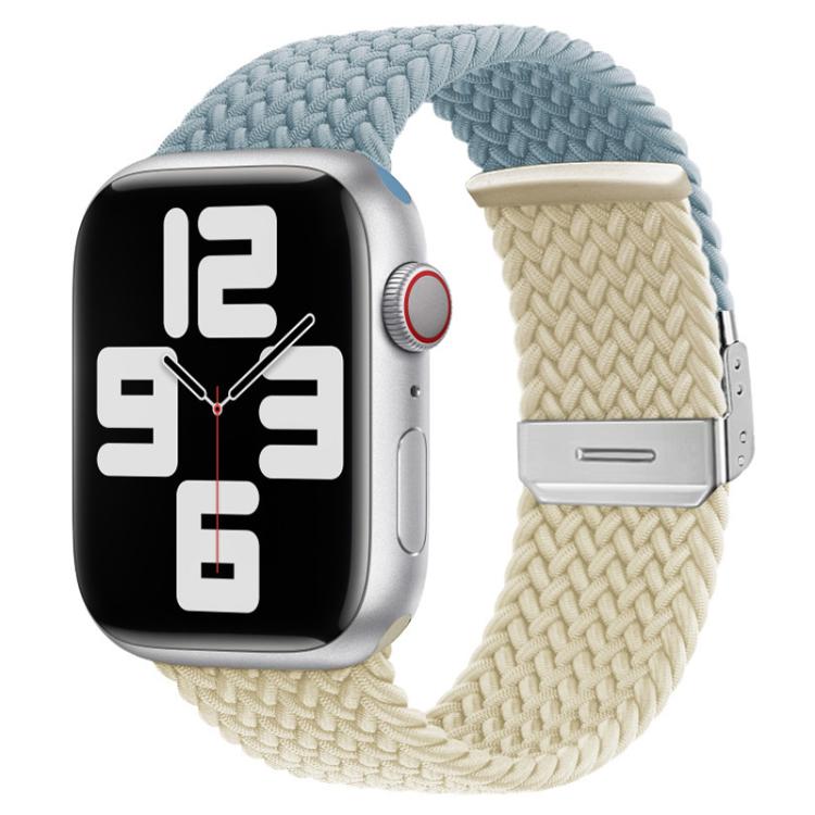 Bracelet de montre tressé en nylon avec boucle et détails de couture, Bracelet de rechange réglable pour Apple Watch 38‑49 mm