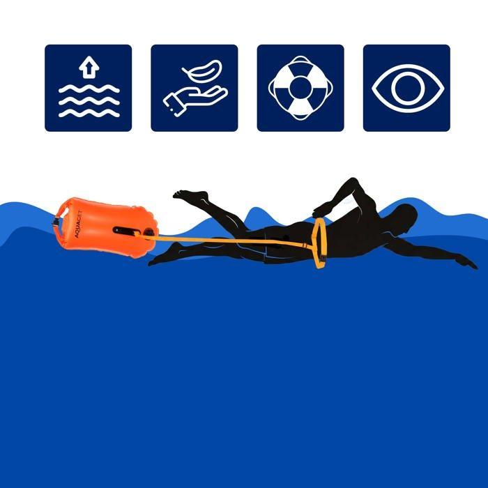 Aquaget® aufblasbare Sicherheitsboje zum Schwimmen Schwimmboje wasserdichte Tasche 2in1