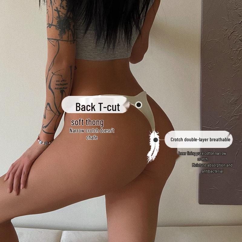 CINOON Sexy Low-Rise High-Slit Seamless Thong for Women