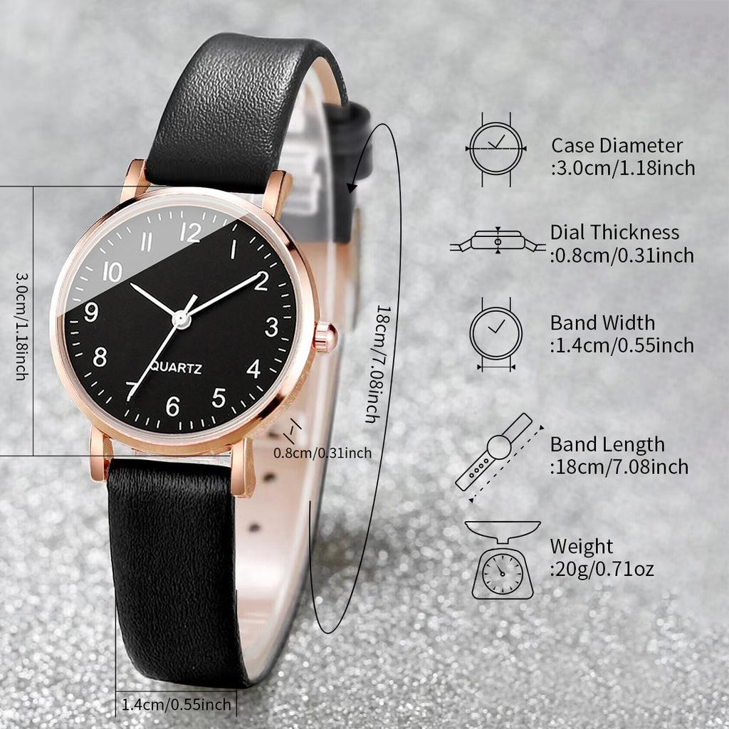 2 STÜCKE Mode Arabisches Zifferblatt Damen Quarz Uhr Lederarmband Uhren Set