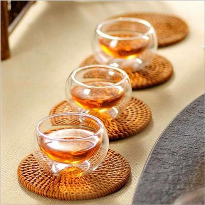 1 vnt. 50 ml dvigubų sienelių stiklinis puodelis skaidrus mini Kung Fu arbatos puodelis izoliuotas karščiui atsparus Espresso kavos arbatos gėrimo puodelis gėrimų indai