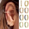Minimalist Circle Small Hoops Earrings Skinny Zircon Earbob Earrings for Women