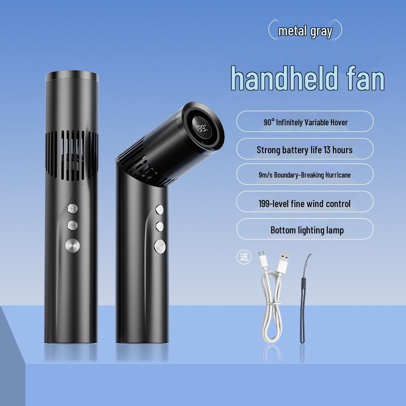 199-Speed Turbo USB Handheld Fan with Digital Display for Outdoor Use