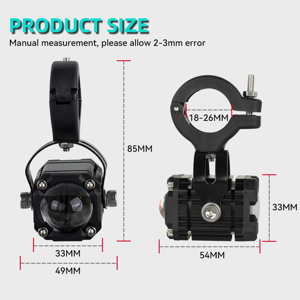 2PCS Motorcycle LED Explorers Headlight Projector Fisheye Lens LED Moto Fog Auxiliary Motorcycle Headlight