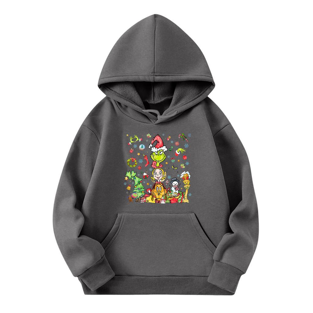 Child Fashion Lightweight Long Sleeve Pullover With Pockets Print Hoodie