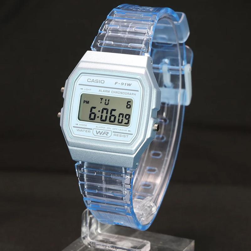 Casio YOUTH series - silicone small square square watch retro fashion trend macaron color classic small square waterproof quartz movement F-91WS-2JH