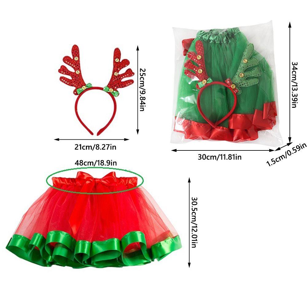 2-Piece Set Children's Tulle Skirt Christmas Party Performance Outfit For Height 80-140cm