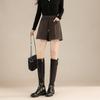 TERRE BLEUE Women's Retro High-Waist Wool Blend Shorts