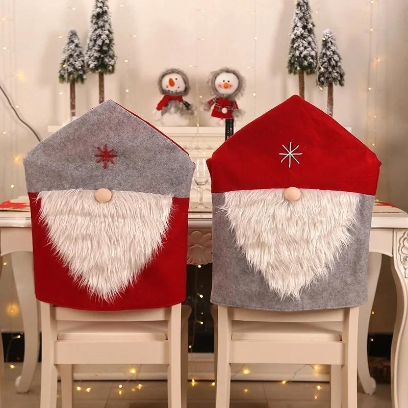 Christmas Chair Covers Santa Claus Red Hat for Xmas Party Dinner Decor Home Kitchen Decoration Ornaments Supplies