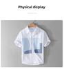 Men's Japanese-Style Summer Color-Block Short-Sleeve Cotton Shirt