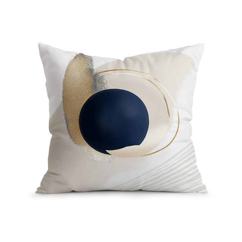 Home Decor Abstract Blue & Gold Geometric Pillow Covers Pattern Cushion Cover Suitable for Sofa Bedroom Car Pillow Cover