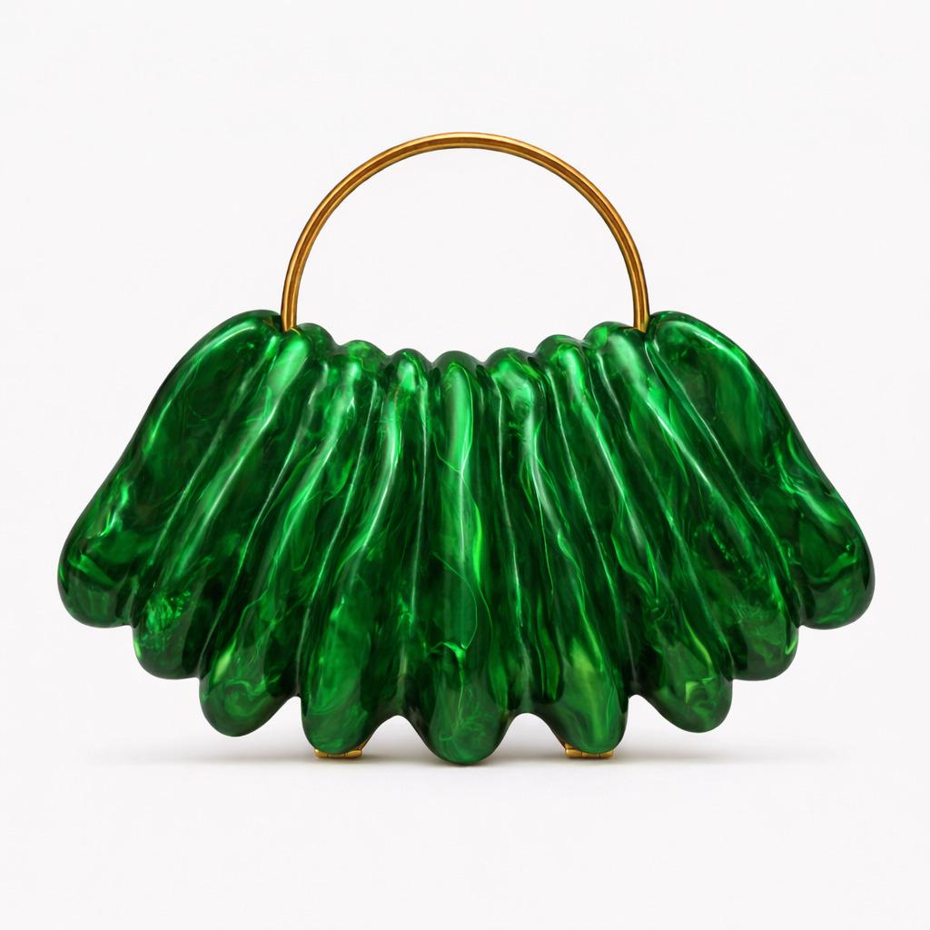 

Women S Single Shoulder Oblique Span Bag Styling Wavy Acrylic Bag Dinner Clutch Bag зелений