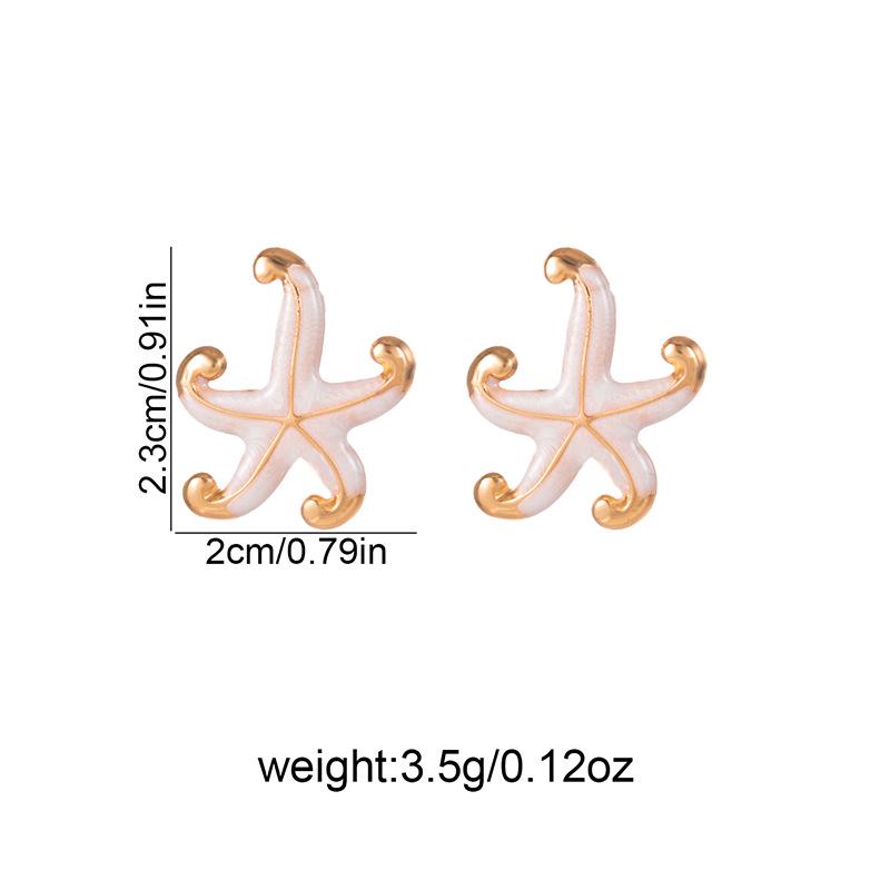 Exaggerated Starfish Drip Oil Earrings: European & American Style Stainless Steel Studs for Women